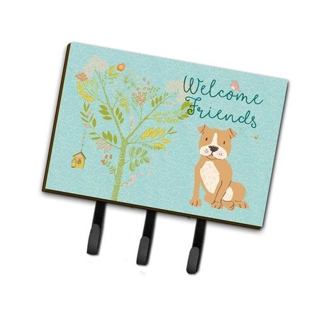 CAROLINES TREASURES Carolines Treasures BB7624TH68 Welcome Friends Brown Staffie Leash or Key Holder; 6 x 2 x 9 in. BB7624TH68